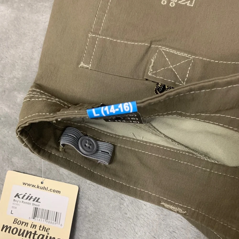 KUHL Boys Ramblr Shorts Khaki Youth Size L 14-16 Outdoor Hiking Cargo 5534 NEW